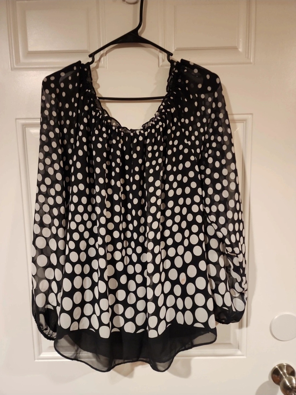 Milano Black and White Polka Dot Peasant Blouse